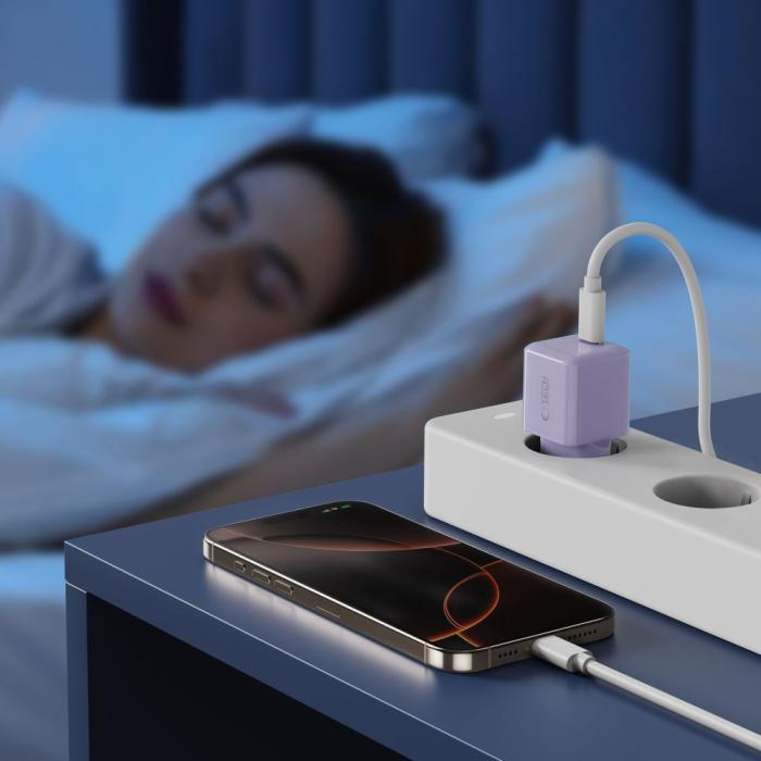 Bild 6, Tech-Protect Tech-Protect 25W PD USB-C Väggladdare Baby Purple