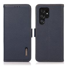 KHAZNEH KHAZNEH Galaxy S24 Ultra Fodral RFID Litchi &Auml;kta L&auml;der Bl&aring;