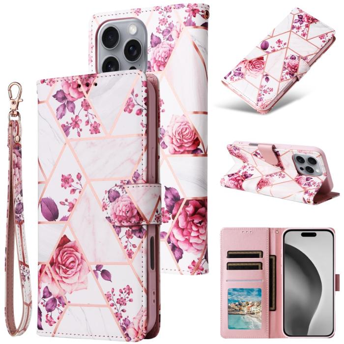 Bild 6,  iPhone 16 Pro Max Fodral Marmor Tryck Rosa