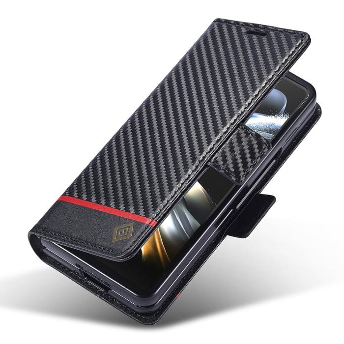 Bild 4, LC.IMEEKE LC.IMEEKE Galaxy Z Fold 6 Fodral Kolfiber Textur Svart