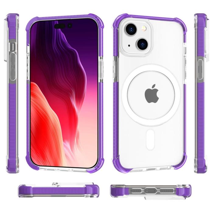 Bild 4,  iPhone 15 Plus Skal MagSafe Shockproof Hybrid Lila