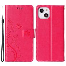 iPhone 15 Plus Fodral Med Blommigt Tryck R&ouml;d/Rosa