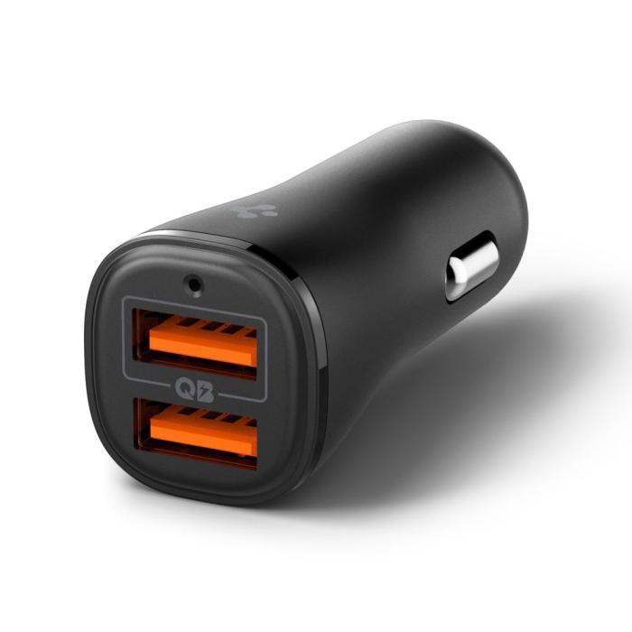 Bild 2, Spigen Spigen 30W Billaddare 2x USB-A Essential Svart