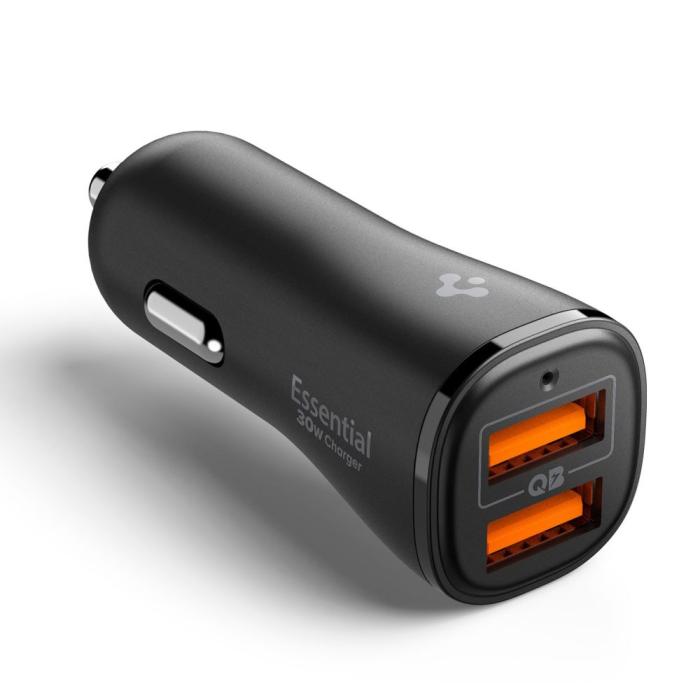 Bild 4, Spigen Spigen 30W Billaddare 2x USB-A Essential Svart