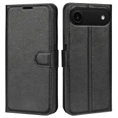  iPhone Air Fodral Litchi L&auml;der Svart