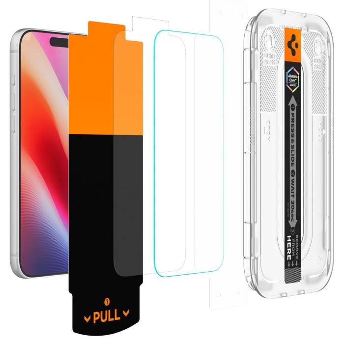 Bild 2, Spigen Spigen iPhone 18 Pro/17/17 Pro/16 Pro 2-PACK Skärmskydd Glas.tR Pro HD 'Ez Fit'