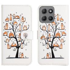  Motorola Moto G86 Power/G86 5G Fodral L&auml;der Katt Tr&auml;d