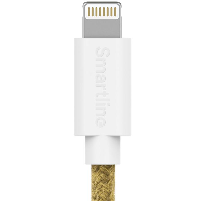 Bild 3, Smartline Smartline 2m USB-C - Lightning MFi Fuzzy Laddningskabel Sand
