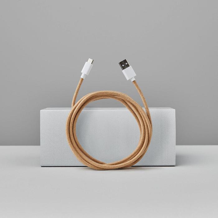 Bild 4, Smartline Smartline 2m 3A USB-C Fuzzy Laddningskabel Sand