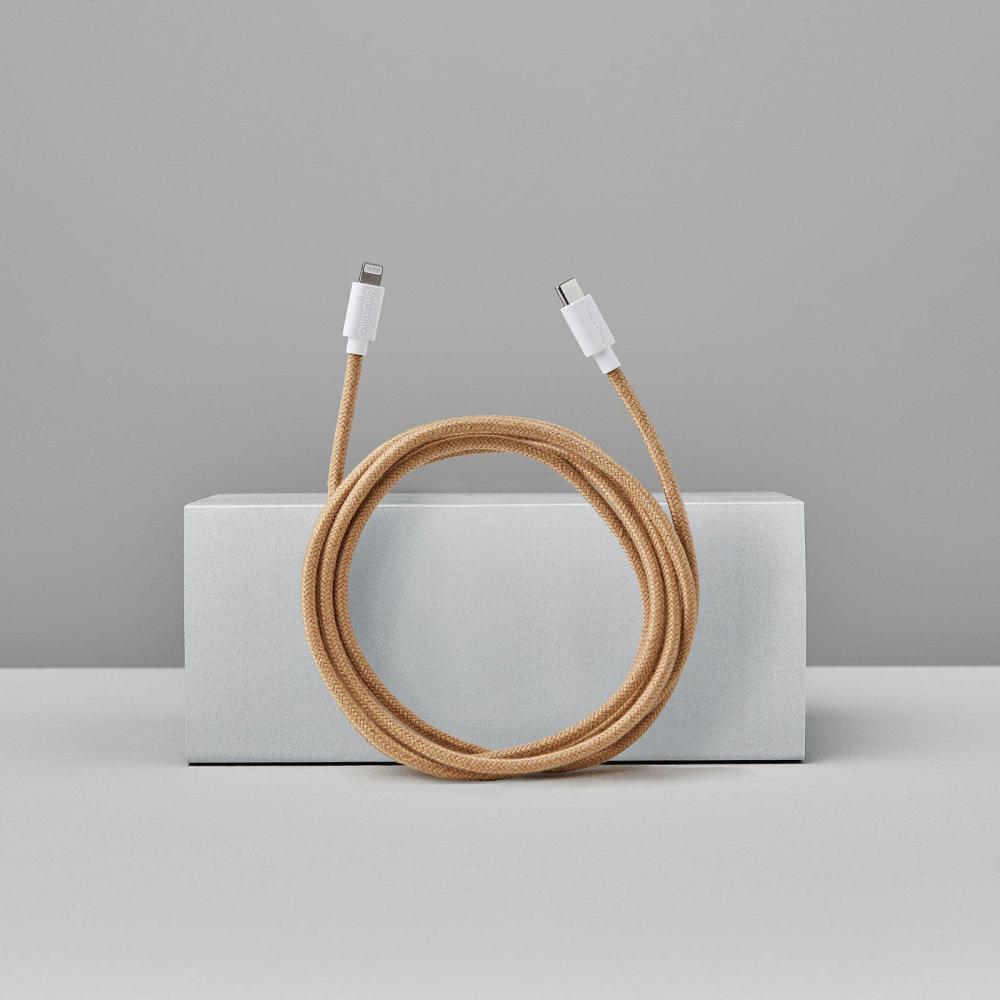 Smartline Smartline 2m USB-C - Lightning MFi Fuzzy Laddningskabel Sand