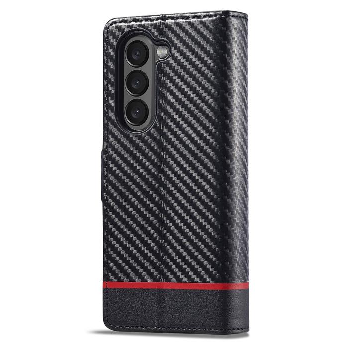 Bild 6, LC.IMEEKE LC.IMEEKE Galaxy Z Fold 6 Fodral Kolfiber Textur Svart
