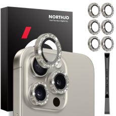 NORTHJO NORTHJO iPhone 15 Pro/Pro Max/14 Pro/Pro Max Linssskydd 2-PACK Glitter Champagne