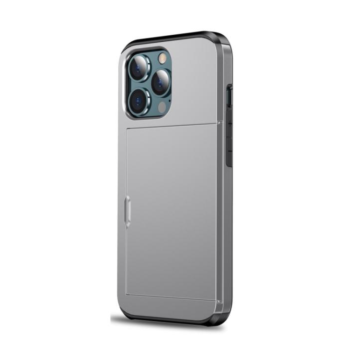 Bild 2,  iPhone 14 Skal Hybrid Med Kortfack Grå