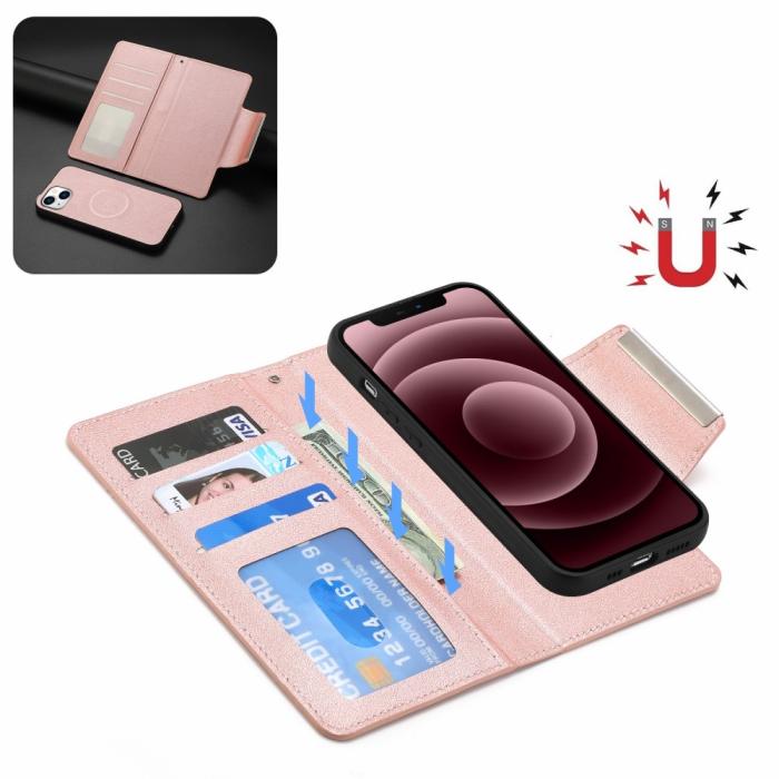 Bild 2,  iPhone 15 Plus 2in1 Magnet Fodral Roséguld