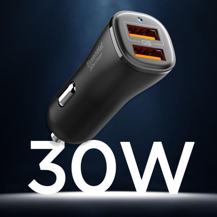 Bild 5, Spigen Spigen 30W Billaddare 2x USB-A Essential Svart