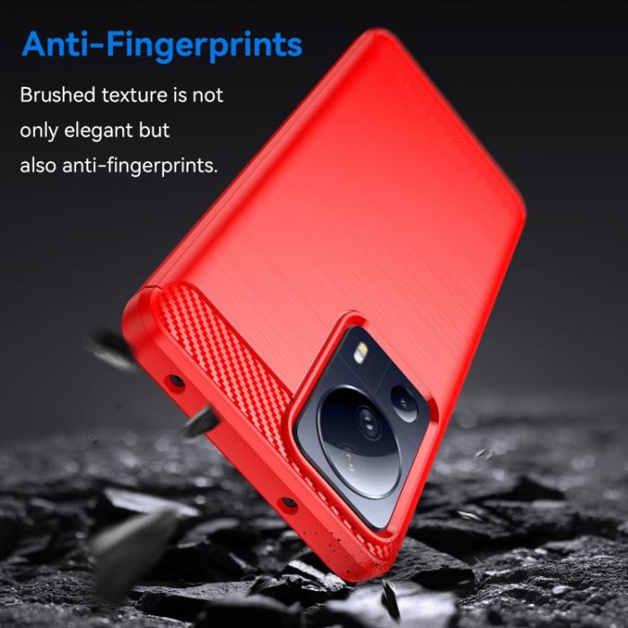 Bild 4,  Xiaomi 13 Lite 5G Skal Borstad Stål Textur Röd