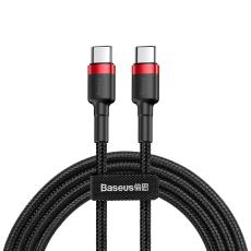 BASEUS Baseus Cafule 2m 60W PD QC USB-C - USB-C Nylon Kabel - Svart/R&ouml;d