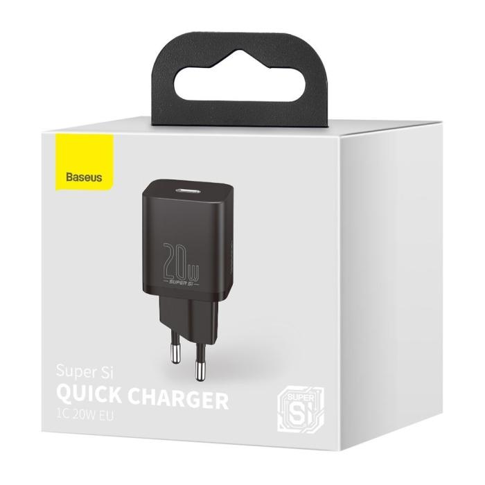 Bild 5, BASEUS Baseus Super Si 20W PD USB-C Snabbladdare - Svart
