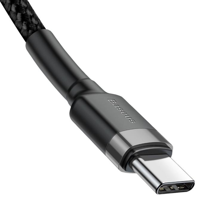 Bild 4, BASEUS Baseus Cafule 1m 60W PD QC USB-C - USB-C Nylon Kabel - Svart/Grå