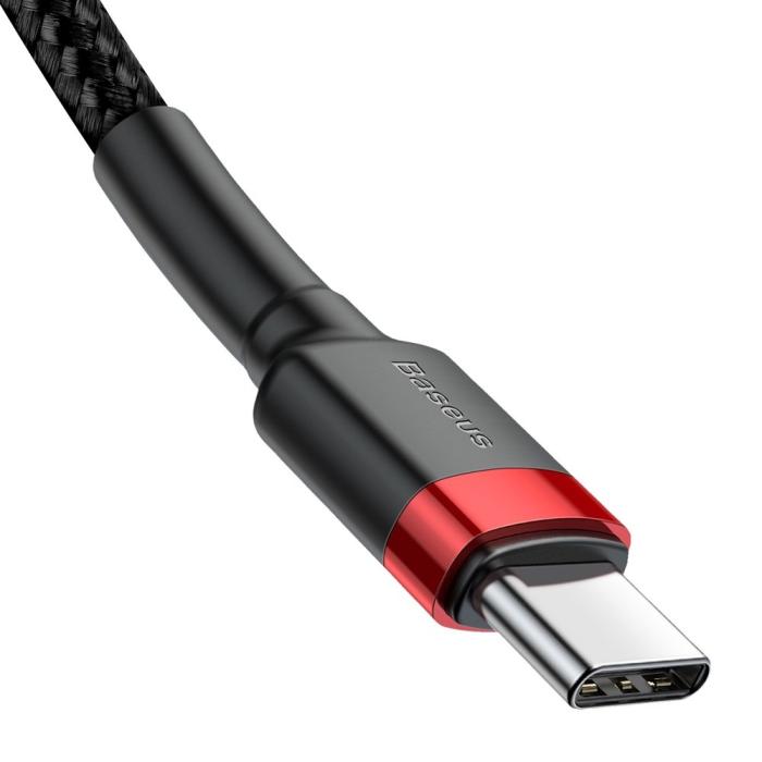 Bild 4, BASEUS Baseus Cafule 2m 60W PD QC USB-C - USB-C Nylon Kabel - Svart/Röd