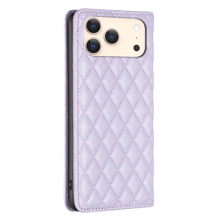 Bild 3, BINFEN BINFEN iPhone 17 Pro Fodral Flip Diamond Läder Lila