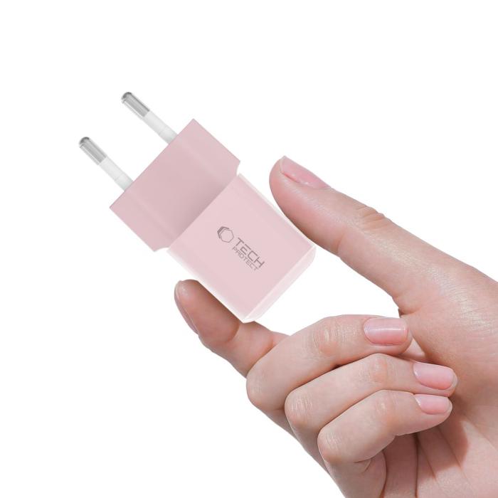 Bild 5, Tech-Protect Tech-Protect 25W PD USB-C Väggladdare Baby Pink