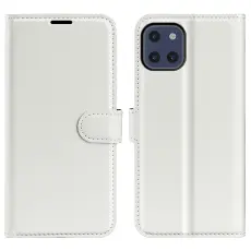  Samsung Galaxy A03 Fodral Litchi L&auml;der Vit