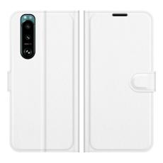  Sony Xperia 5 III Fodral Litchi L&auml;der Vit