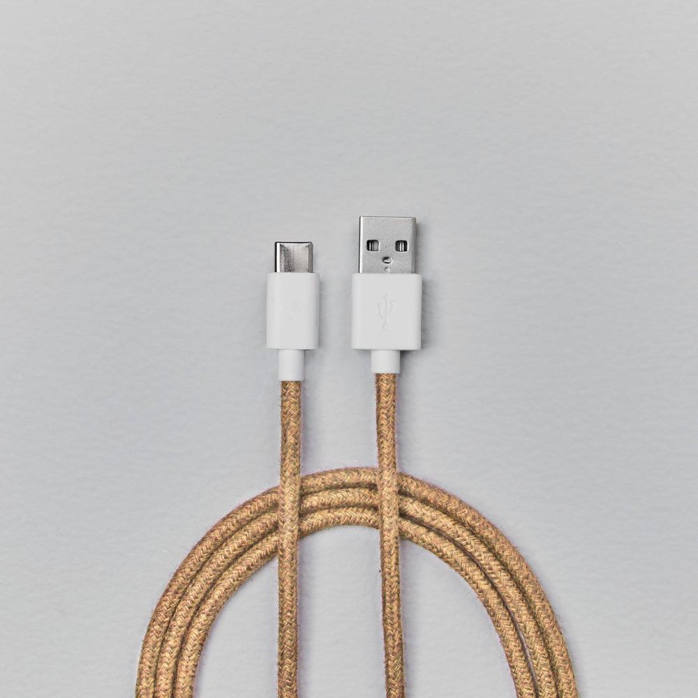 Smartline Smartline 2m 3A USB-C Fuzzy Laddningskabel Sand