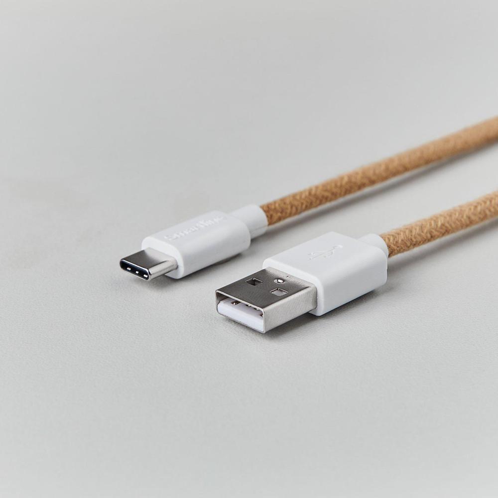 Smartline Smartline 2m 3A USB-C Fuzzy Laddningskabel Sand