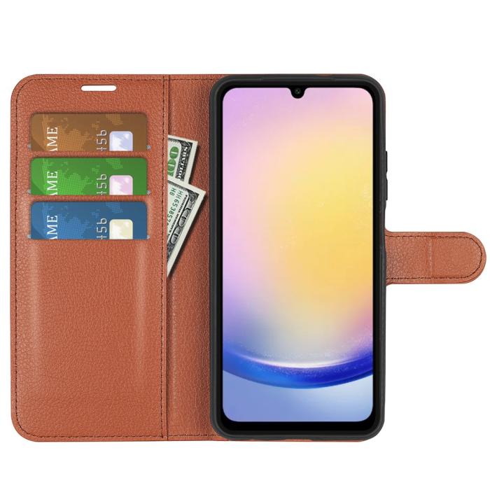 Bild 2,  Samsung Galaxy A16 / A26 5G Fodral Litchi Läder Textur Brun