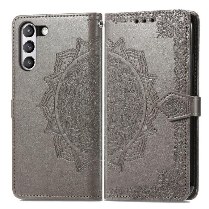 Bild 2,  Samsung Galaxy S21 FE Fodral Mandala Flower Grå