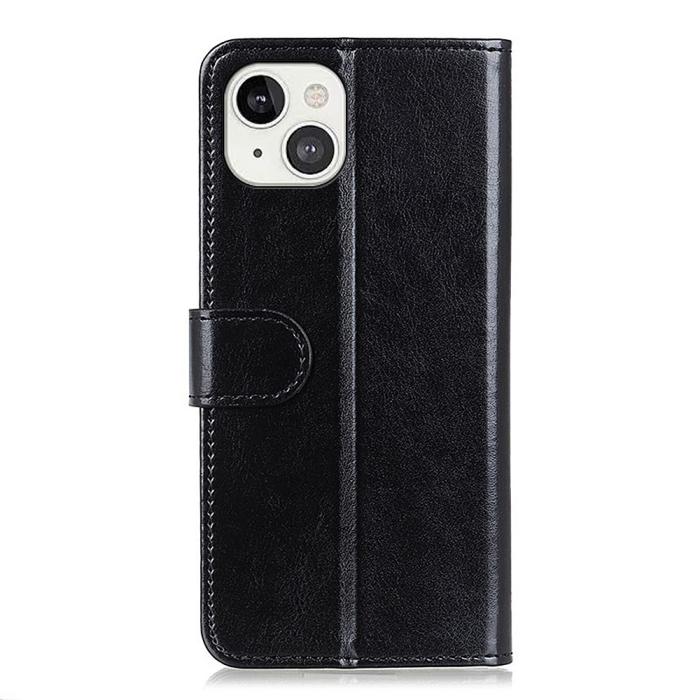 Bild 3,  iPhone 13 Fodral Crazy Horse Läder Svart