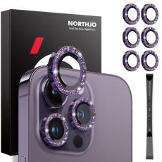 NORTHJO NORTHJO iPhone 15 Pro/Pro Max/14 Pro/Pro Max Linssskydd 2-PACK Glitter Lila