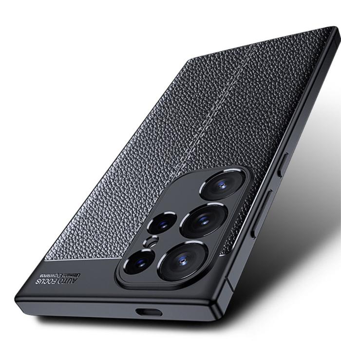 Bild 5,  Samsung Galaxy S24 Ultra Skal Litchi Textur Svart