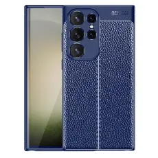 Samsung Galaxy S24 Ultra Skal Litchi Textur Bl&aring;