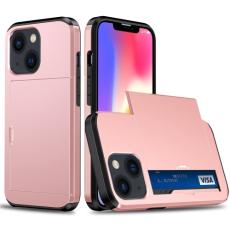  iPhone 14 Skal Hybrid Med Kortfack Ros&eacute;guld