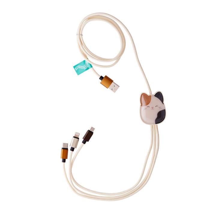 Bild 2, Squishmallows Squishmallows Laddningskabel 1,2m 3in1 USB-C/Micro/Lightning Cam