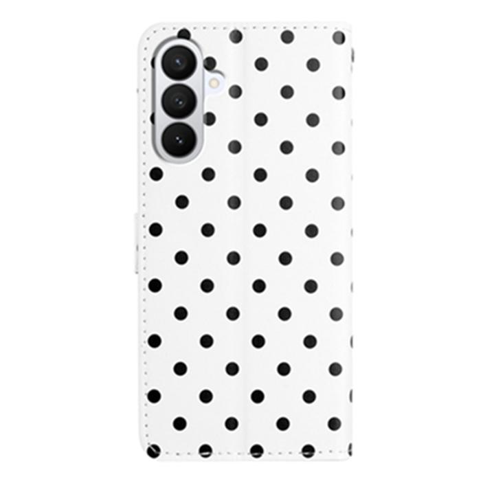 Bild 2,  Samsung Galaxy S26 Plus Fodral Polka Dot Läder Vit/Svart