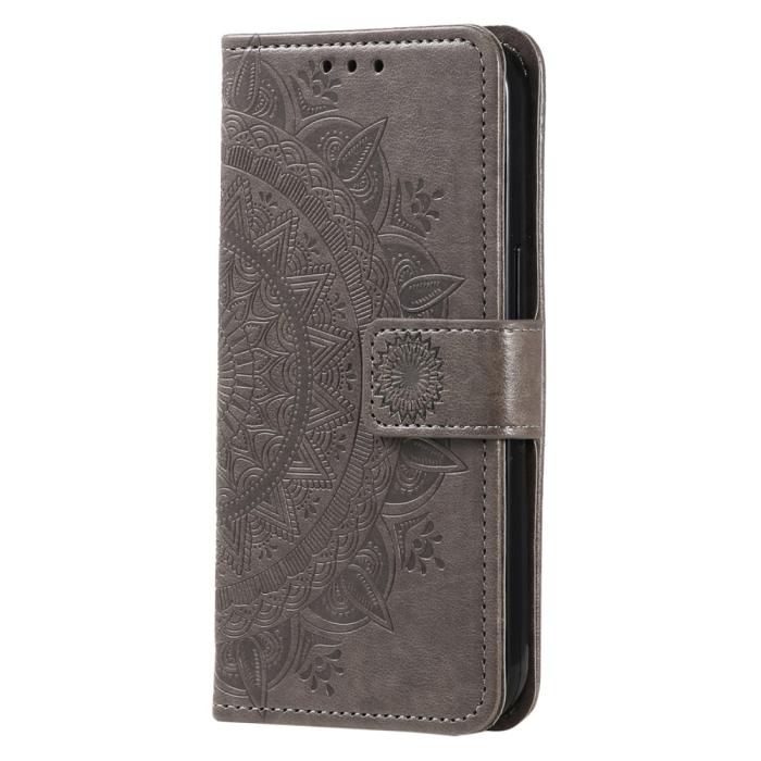 Bild 5,  Samsung Galaxy S24 Fodral Mandala Läder Grå