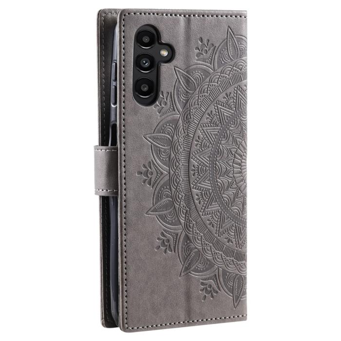Bild 6,  Samsung Galaxy S24 Fodral Mandala Läder Grå
