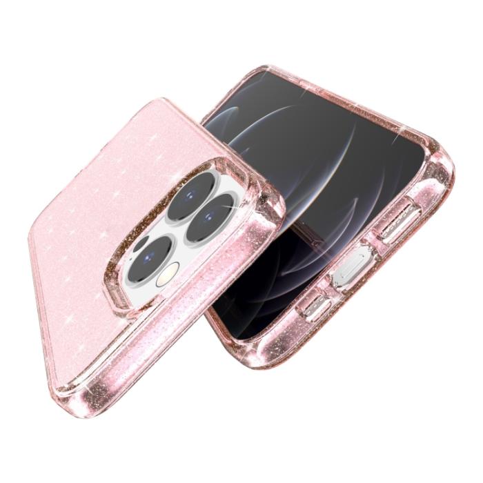 Bild 4,  iPhone 14 Pro Max Skal Shockproof Glitter TPU Rosa