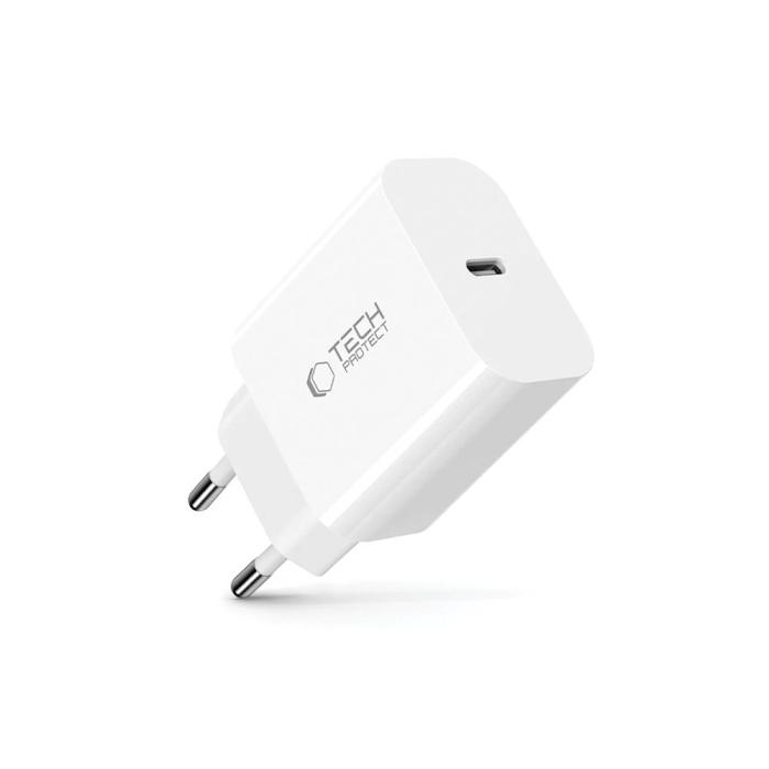 Bild 2, Tech-Protect Tech-Protect 20W PD USB-C Väggladdare Vit