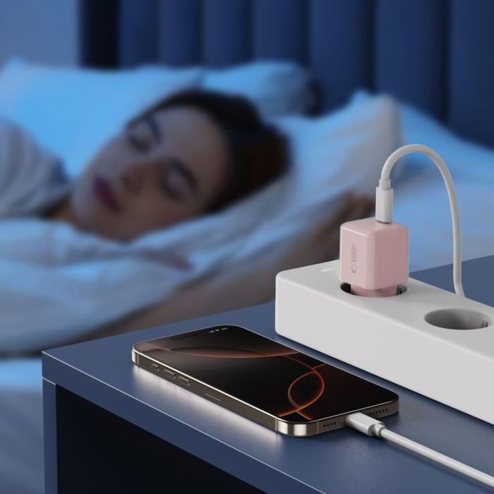 Bild 6, Tech-Protect Tech-Protect 25W PD USB-C Väggladdare Baby Pink