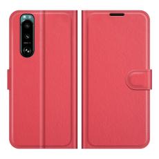  Sony Xperia 5 III Fodral Litchi L&auml;der R&ouml;d