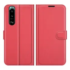 Sony Xperia 5 III Fodral Litchi L&auml;der R&ouml;d