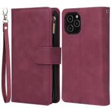  iPhone 15 Fodral 6-Kort Multifunktionell Vinr&ouml;d