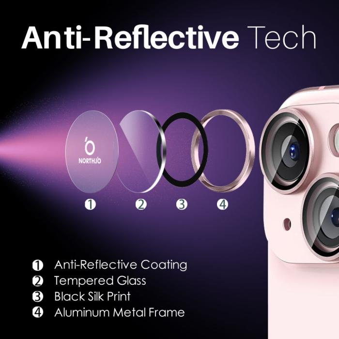Bild 4, NORTHJO NORTHJO iPhone 15/15 Plus/14/14 Plus Linsskydd 3-PACK Rosa
