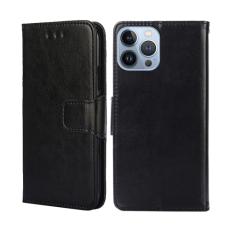  iPhone 14 Pro Fodral L&auml;der Solid Svart