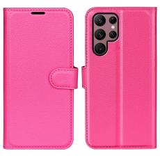  Samsung Galaxy S23 Ultra Fodral Litchi L&auml;der Rosa